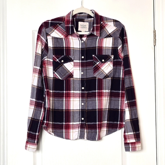 Thread & Supply Womens Flannel Plaid Pearl Snap Button-up Shirt Size M - Picture 1 of 13